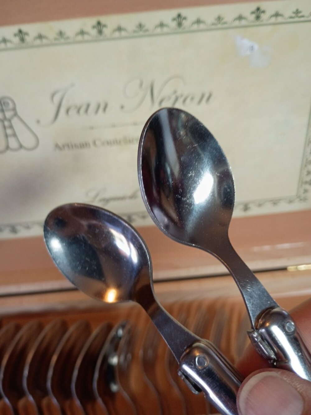 Jean Néron Laguiole France Flatware Set 24pc Stainless Steel — Wood Box - Picture 7 of 11